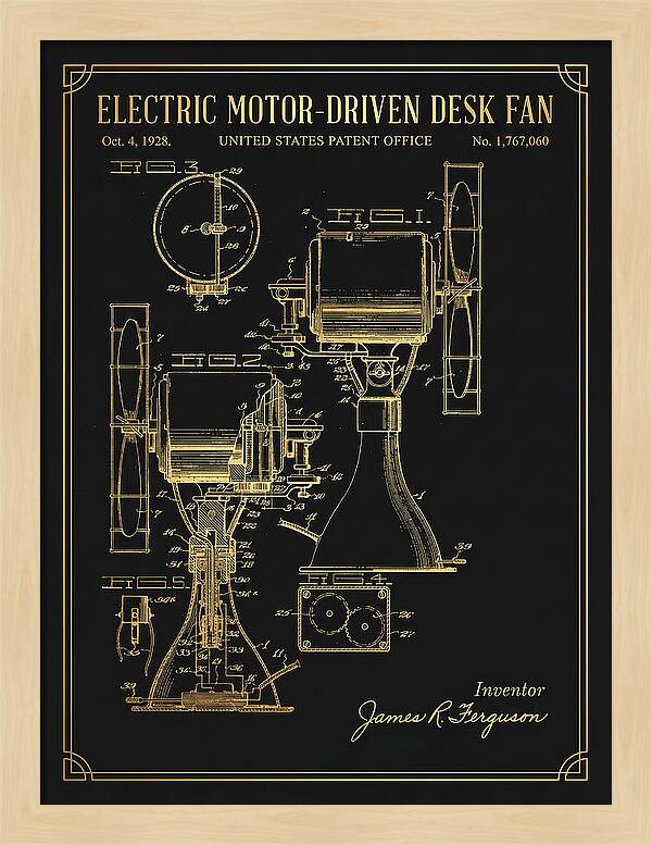 Electric Desk Fan Gold Patent Us1767060a