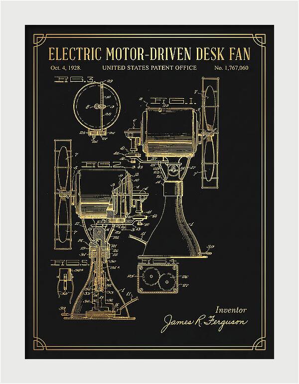 Electric Desk Fan Gold Patent Us1767060a