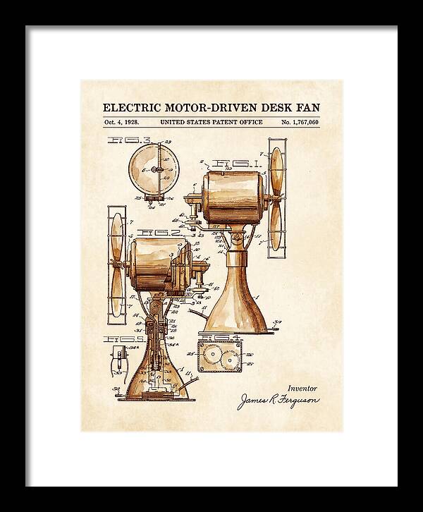 Electric Desk Fan Watercolor Patent Us1767060a