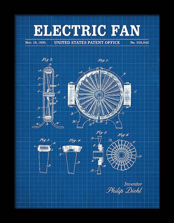 Electric Fan Blueprint Patent Us550042a