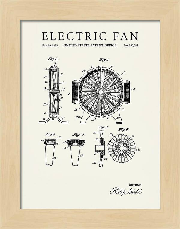 Electric Fan Minimalist Patent Us550042a