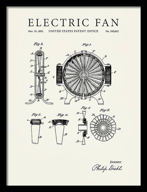 Electric Fan Minimalist Patent Us550042a