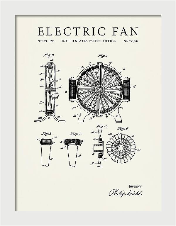 Electric Fan Minimalist Patent Us550042a