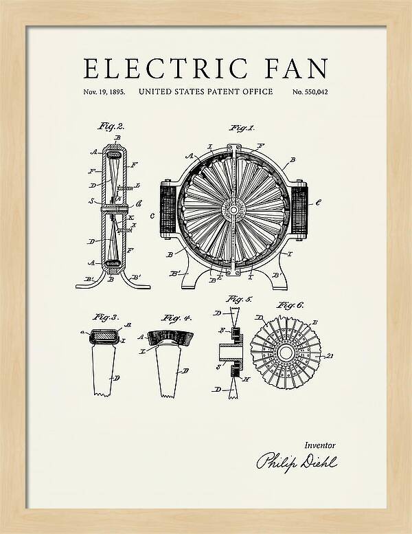 Electric Fan Minimalist Patent Us550042a