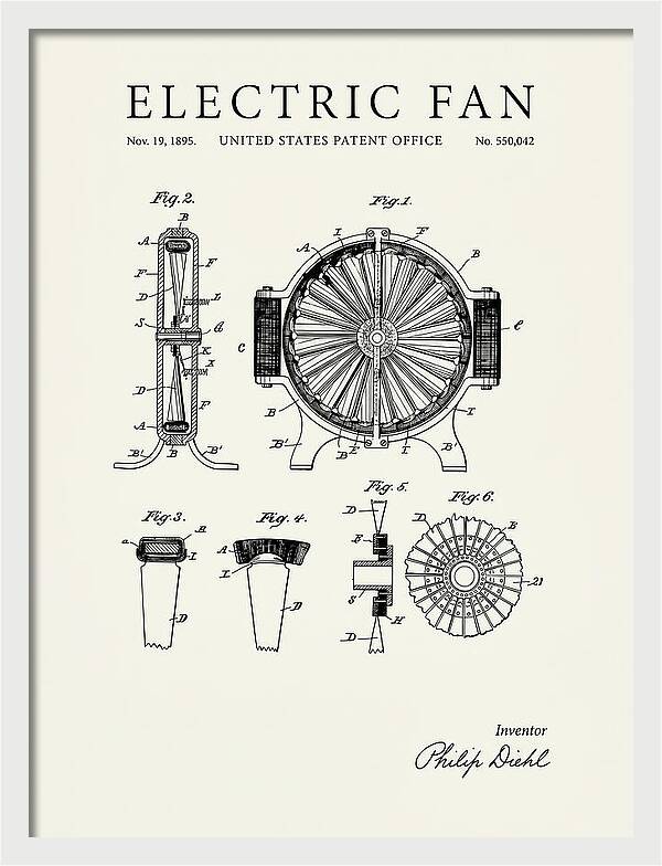 Electric Fan Minimalist Patent Us550042a