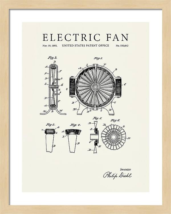 Electric Fan Minimalist Patent Us550042a
