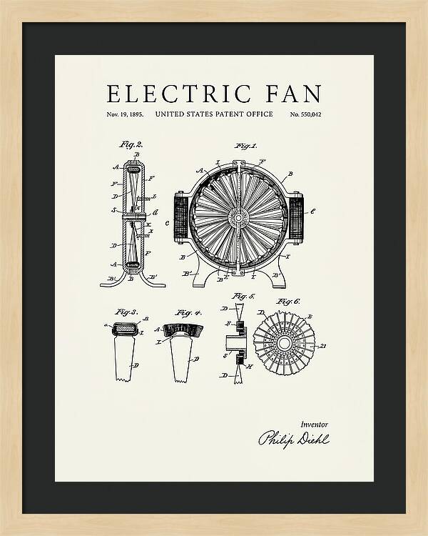 Electric Fan Minimalist Patent Us550042a