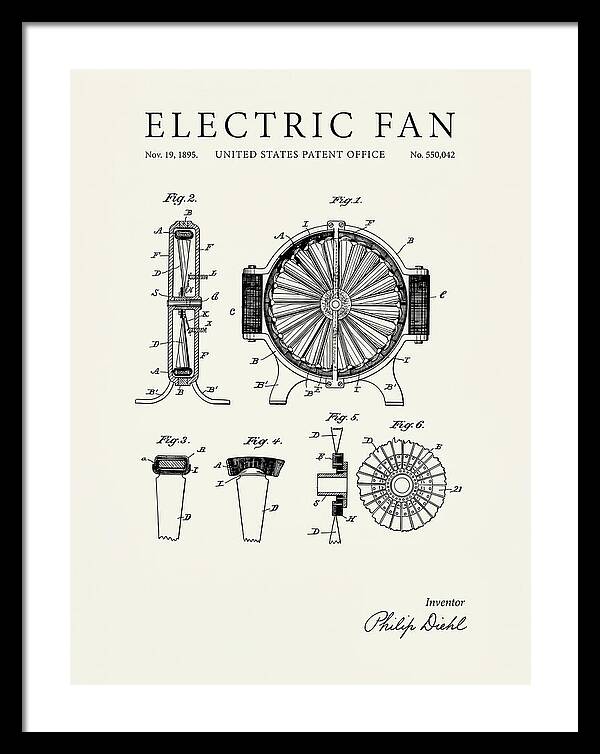 Electric Fan Minimalist Patent Us550042a