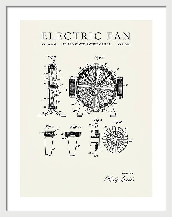Electric Fan Minimalist Patent Us550042a