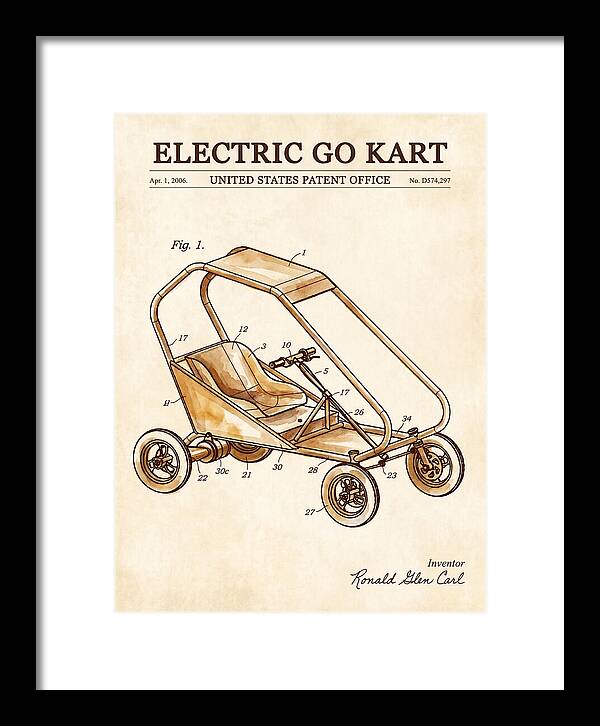 Electric Go Kart Watercolor Patent Usd574297s1