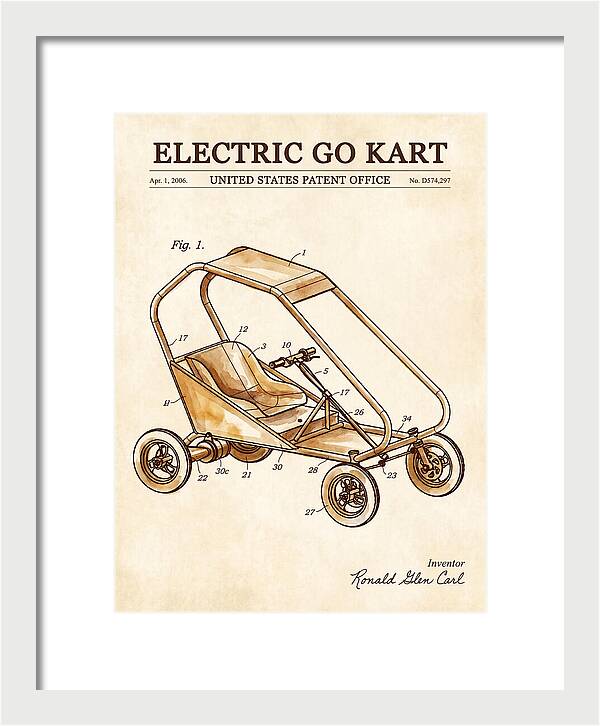 Electric Go Kart Watercolor Patent Usd574297s1