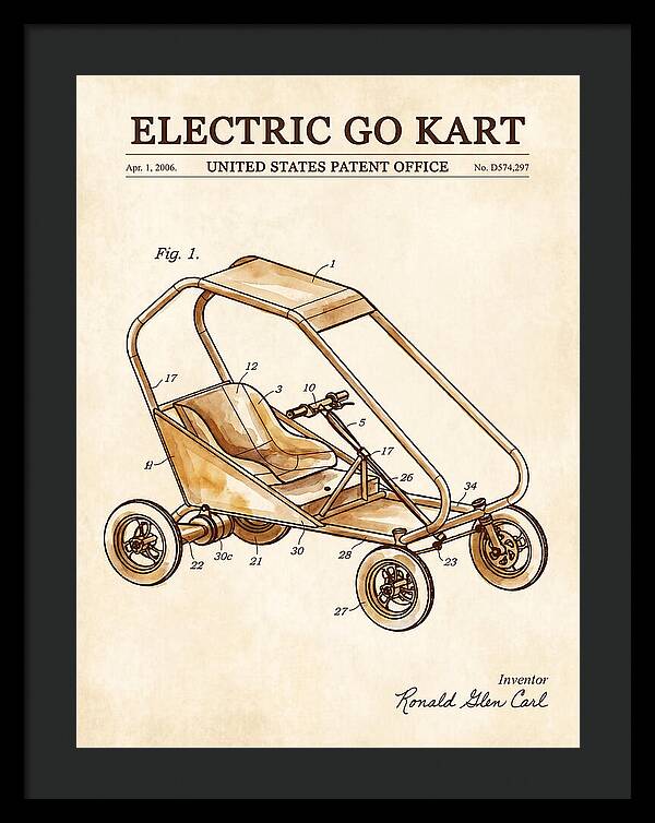 Electric Go Kart Watercolor Patent Usd574297s1