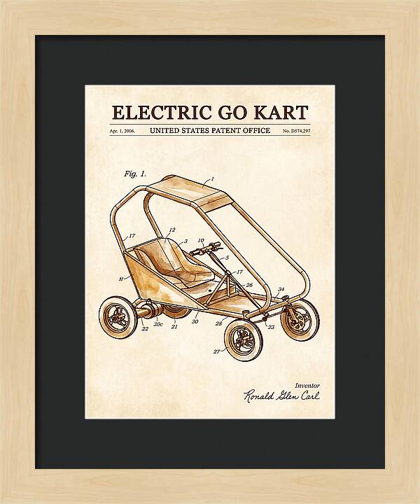 Electric Go Kart Watercolor Patent Usd574297s1