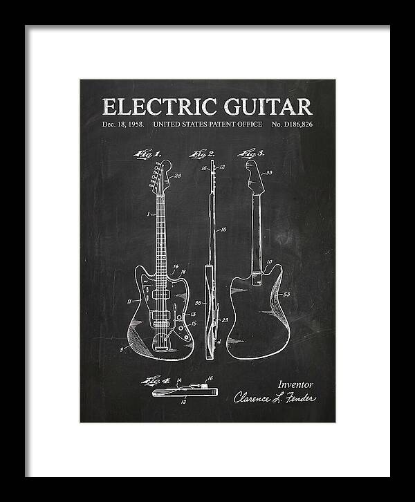 Electric Guitar Fender Jazzmaster Chalkboard Patent Usd186826s