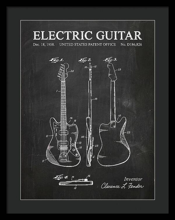 Electric Guitar Fender Jazzmaster Chalkboard Patent Usd186826s