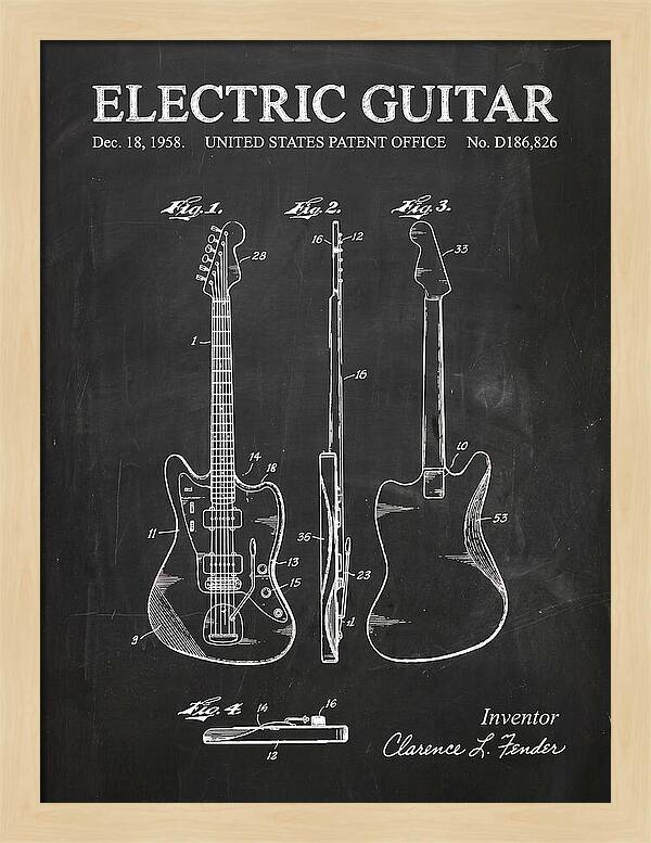 Electric Guitar Fender Jazzmaster Chalkboard Patent Usd186826s