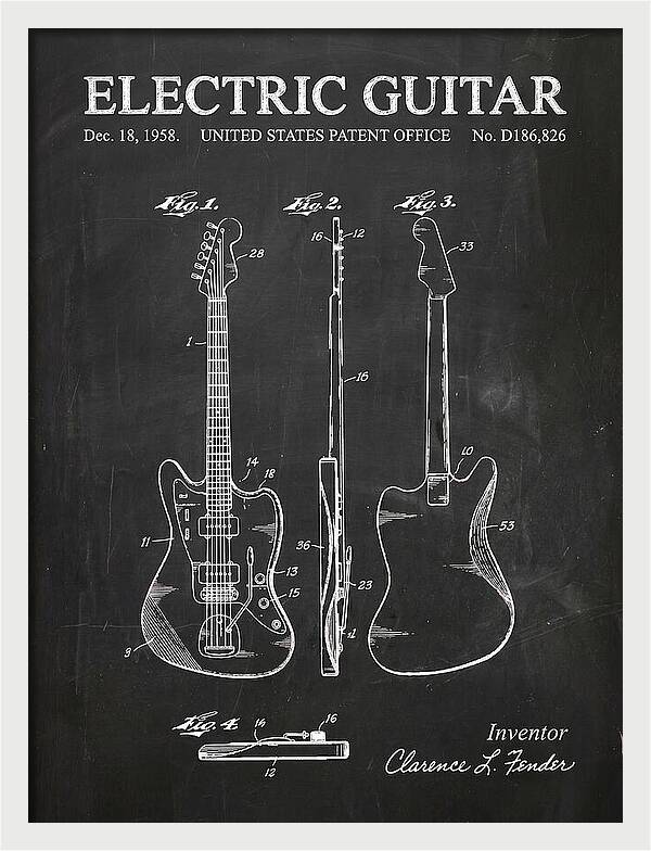 Electric Guitar Fender Jazzmaster Chalkboard Patent Usd186826s