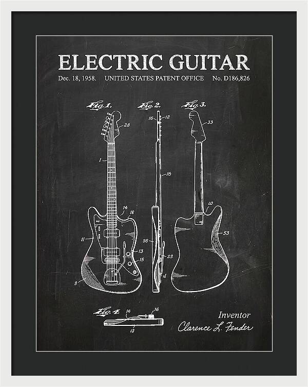 Electric Guitar Fender Jazzmaster Chalkboard Patent Usd186826s