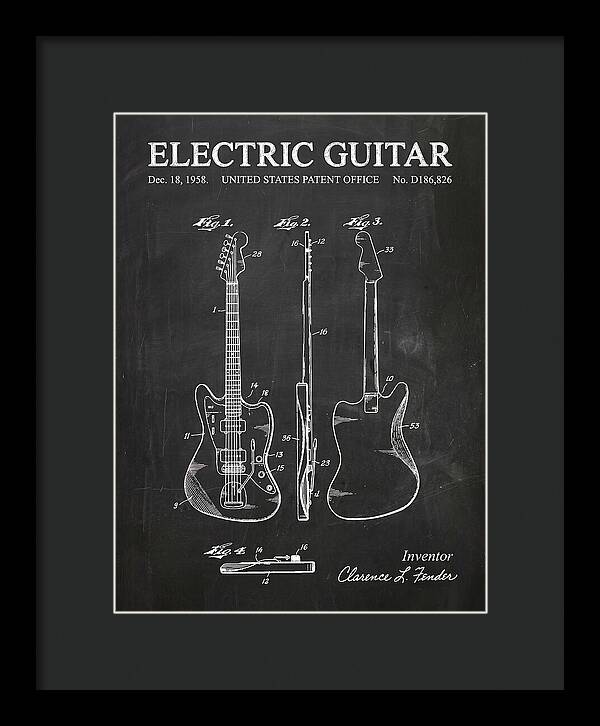 Electric Guitar Fender Jazzmaster Chalkboard Patent Usd186826s