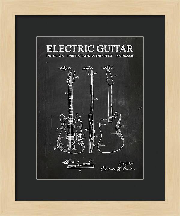 Electric Guitar Fender Jazzmaster Chalkboard Patent Usd186826s