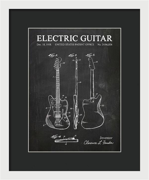 Electric Guitar Fender Jazzmaster Chalkboard Patent Usd186826s