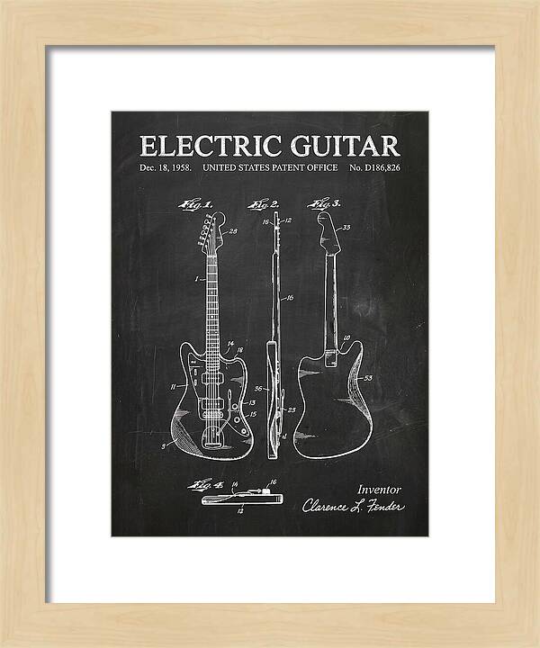 Electric Guitar Fender Jazzmaster Chalkboard Patent Usd186826s