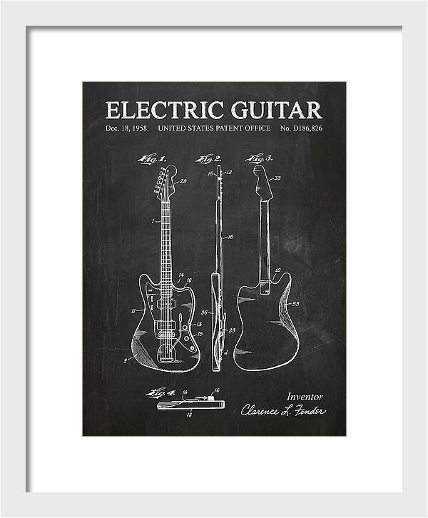 Electric Guitar Fender Jazzmaster Chalkboard Patent Usd186826s