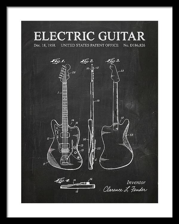 Electric Guitar Fender Jazzmaster Chalkboard Patent Usd186826s