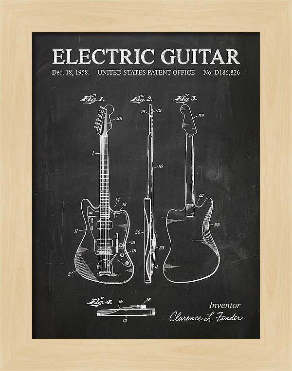 Electric Guitar Fender Jazzmaster Chalkboard Patent Usd186826s