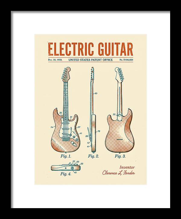Electric Guitar Fender Jazzmaster Retro Patent Usd186826s