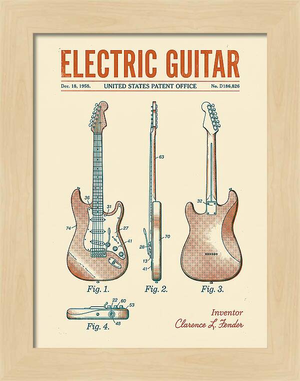 Electric Guitar Fender Jazzmaster Retro Patent Usd186826s