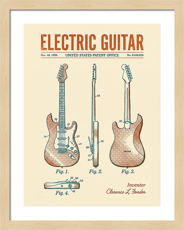 Electric Guitar Fender Jazzmaster Retro Patent Usd186826s