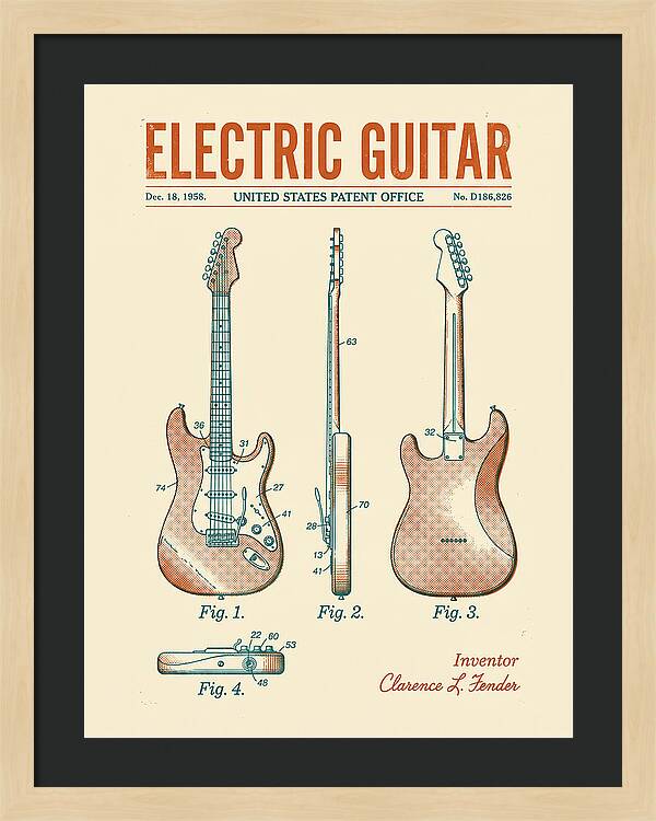 Electric Guitar Fender Jazzmaster Retro Patent Usd186826s