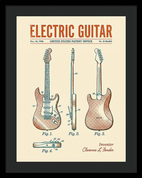 Electric Guitar Fender Jazzmaster Retro Patent Usd186826s