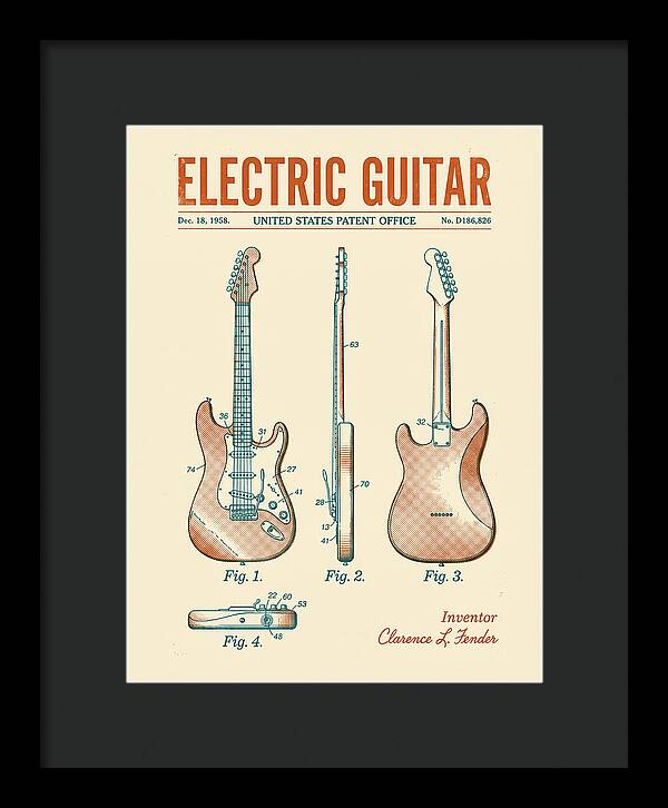 Electric Guitar Fender Jazzmaster Retro Patent Usd186826s
