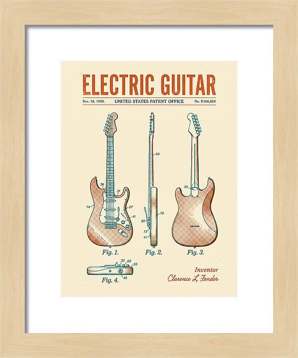 Electric Guitar Fender Jazzmaster Retro Patent Usd186826s