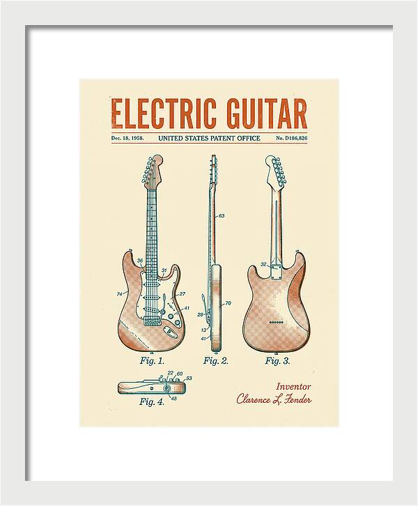 Electric Guitar Fender Jazzmaster Retro Patent Usd186826s