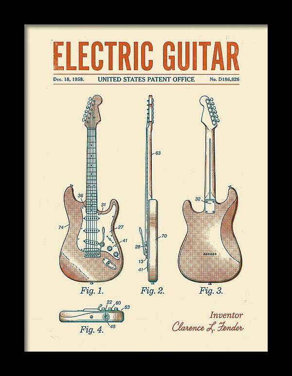 Electric Guitar Fender Jazzmaster Retro Patent Usd186826s