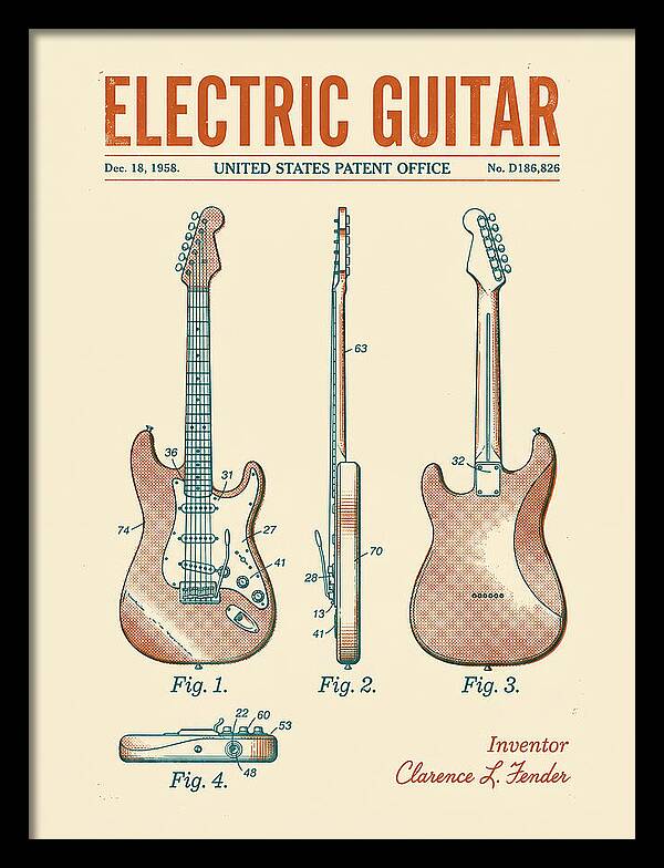 Electric Guitar Fender Jazzmaster Retro Patent Usd186826s