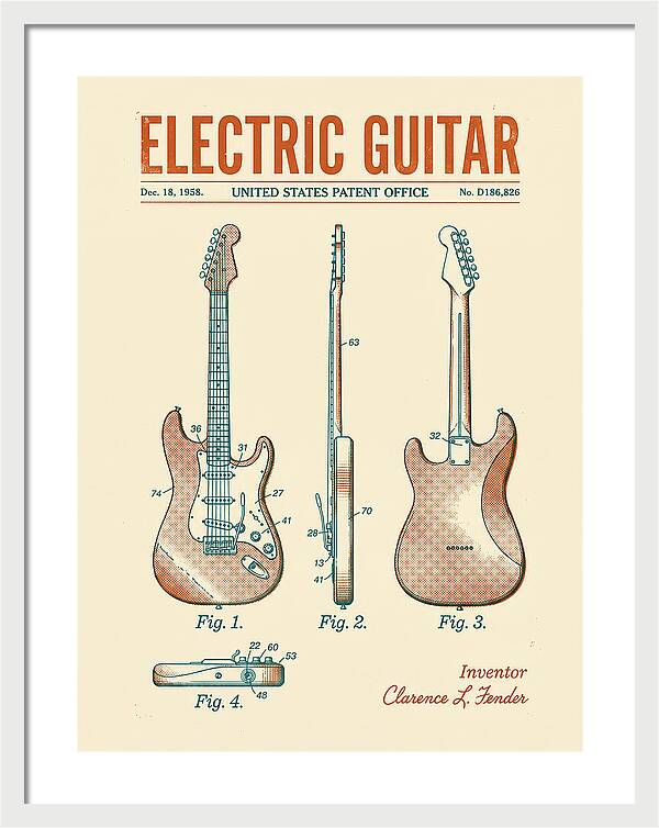 Electric Guitar Fender Jazzmaster Retro Patent Usd186826s