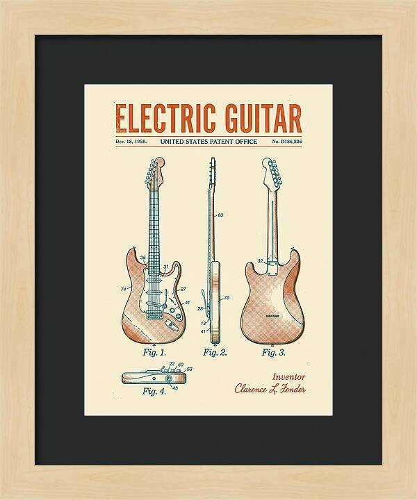 Electric Guitar Fender Jazzmaster Retro Patent Usd186826s