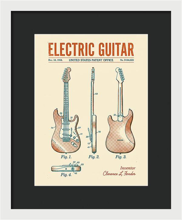 Electric Guitar Fender Jazzmaster Retro Patent Usd186826s