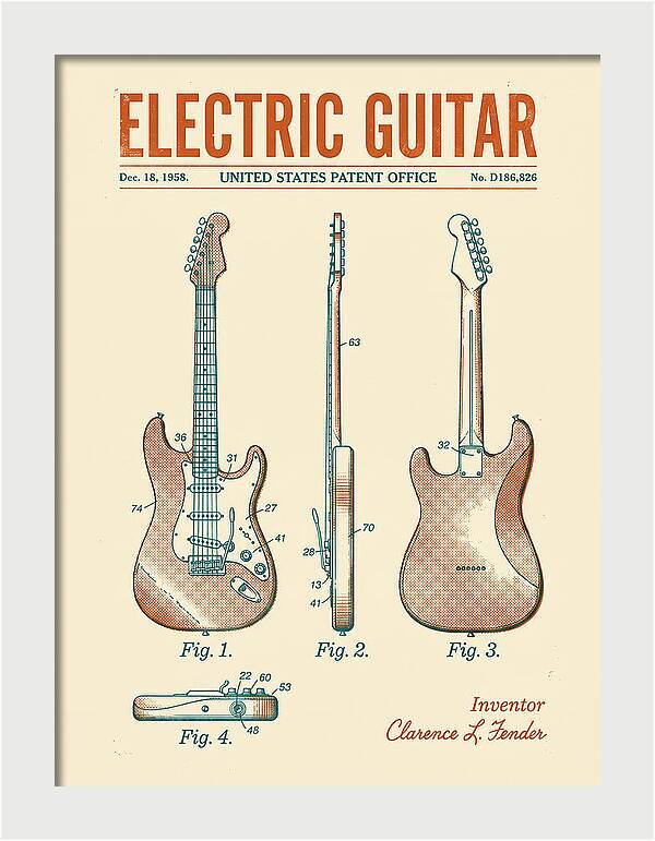 Electric Guitar Fender Jazzmaster Retro Patent Usd186826s