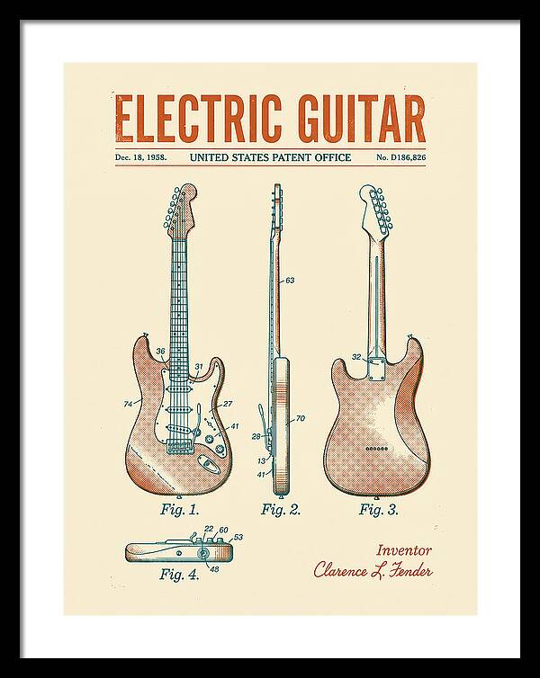 Electric Guitar Fender Jazzmaster Retro Patent Usd186826s