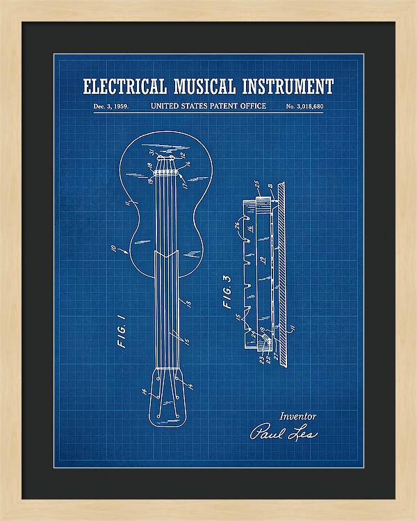 Electric Guitar Les Paul Blueprint Patent Us3018680a