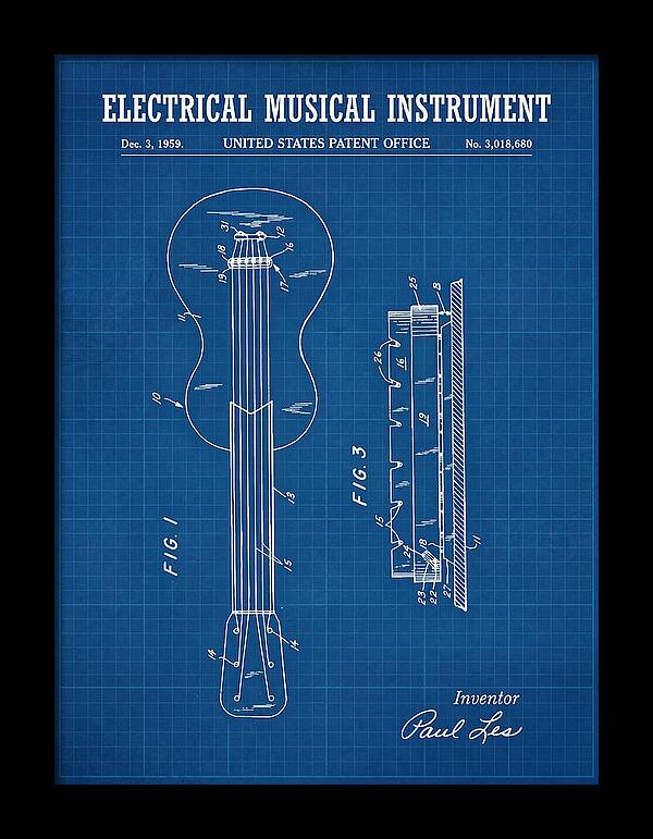 Electric Guitar Les Paul Blueprint Patent Us3018680a