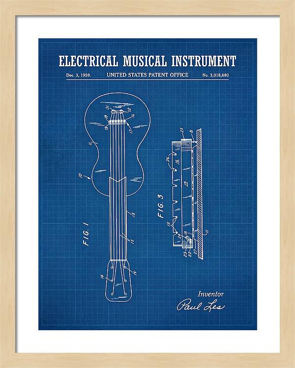 Electric Guitar Les Paul Blueprint Patent Us3018680a