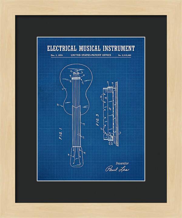 Electric Guitar Les Paul Blueprint Patent Us3018680a