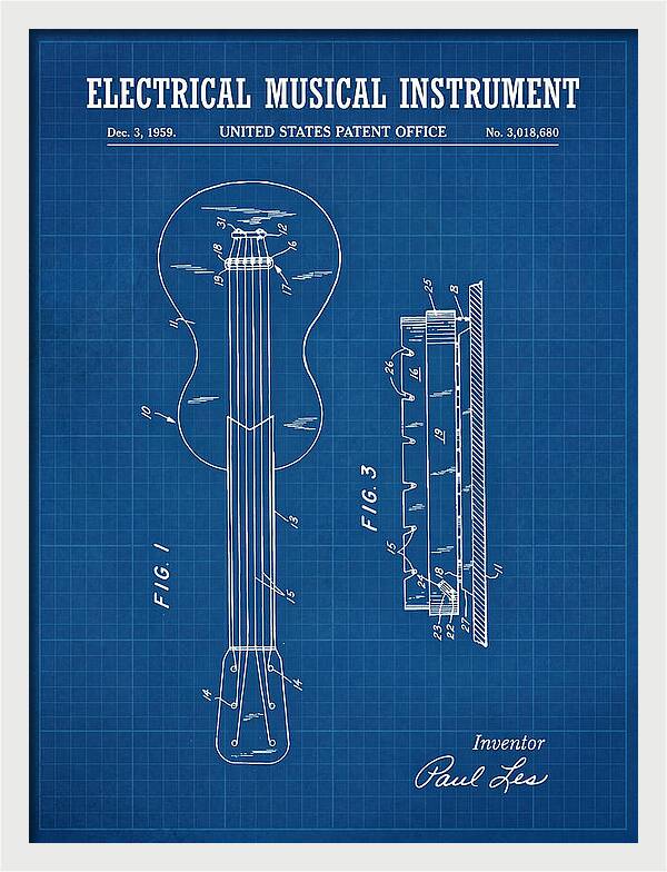 Electric Guitar Les Paul Blueprint Patent Us3018680a
