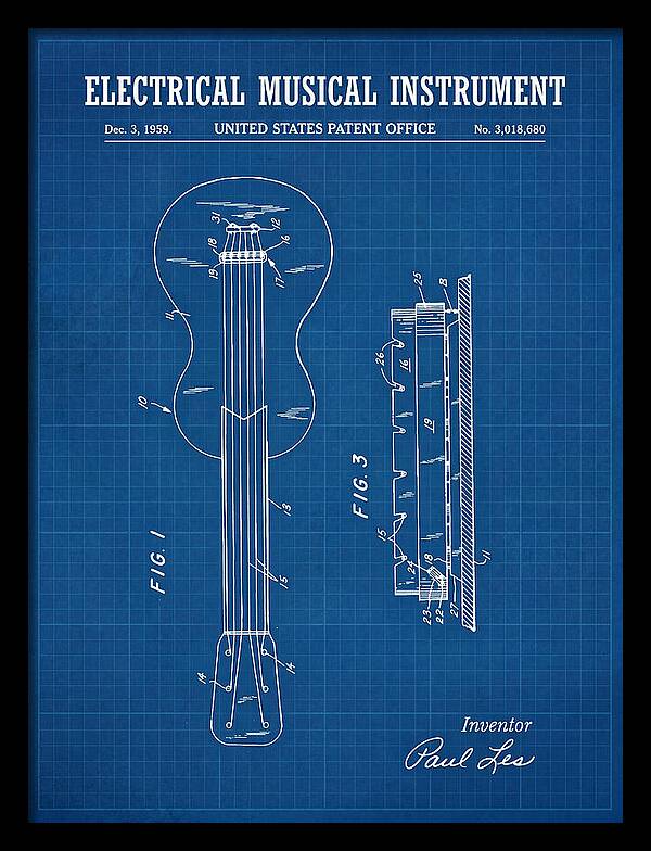 Electric Guitar Les Paul Blueprint Patent Us3018680a